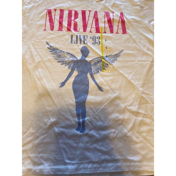 Nirvana Live ‘93 Ladies Sz Small White Tee PTP 19” Length 24” cotton/poly blend - Picture 2 of 3